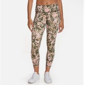 SWEATY BETTY Power Pocket 7/8 Leggings Green Floral Print Large EUC
